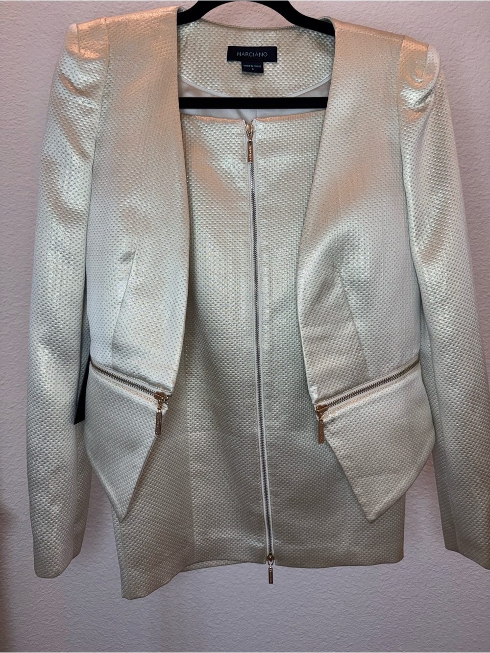 NWT Marciano by GUESS Ivory Textured Skirt Suit Set Blazer & Pencil Skirt Size